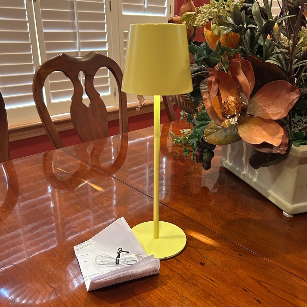 NEW Bloomingville Yellow Metal LED Table Lamp with Touch Sensor